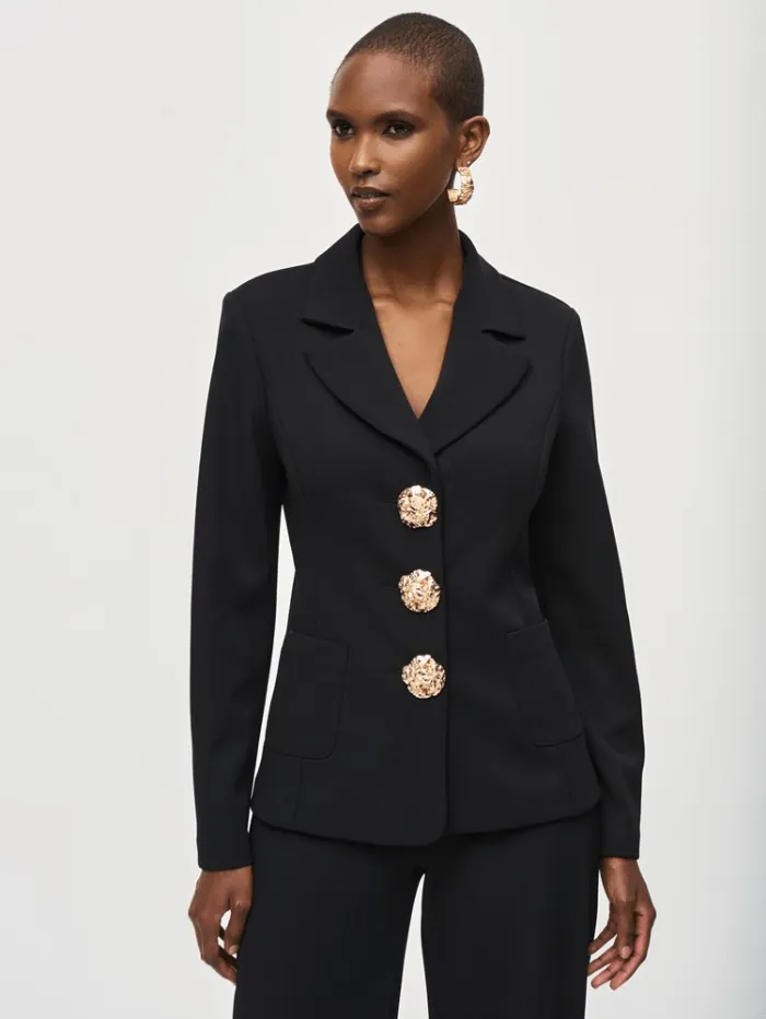 Joseph Ribkoff Women's Scuba Crepe Fitted Blazer In Black 243160 Col 11