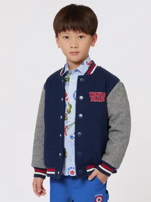 KENZO Boys Wool Bomber Jacket in Navy