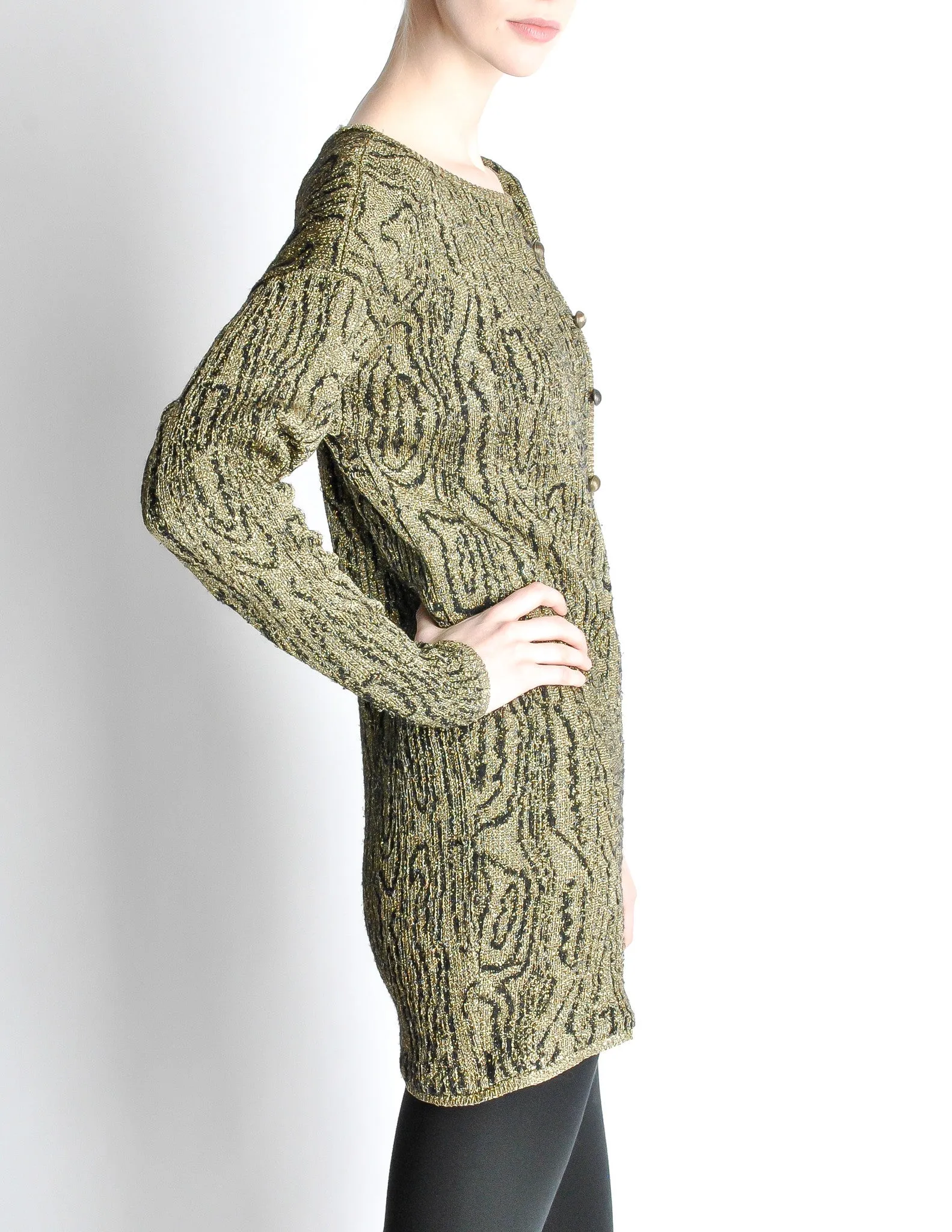 Krizia Vintage Black and Gold Sweater Dress