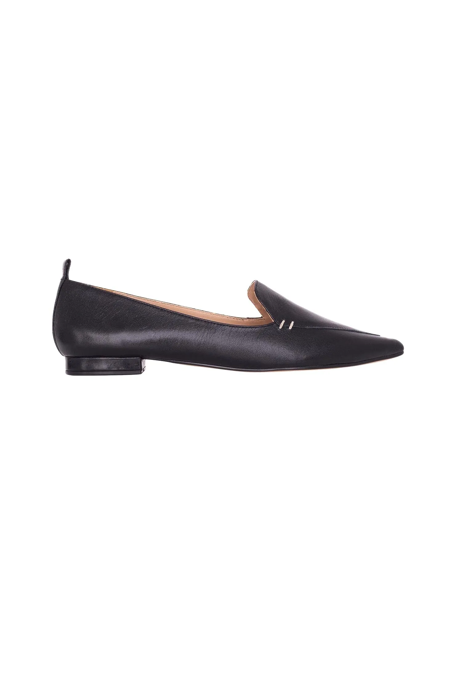 Ladies Black Leather Ballerina Flats