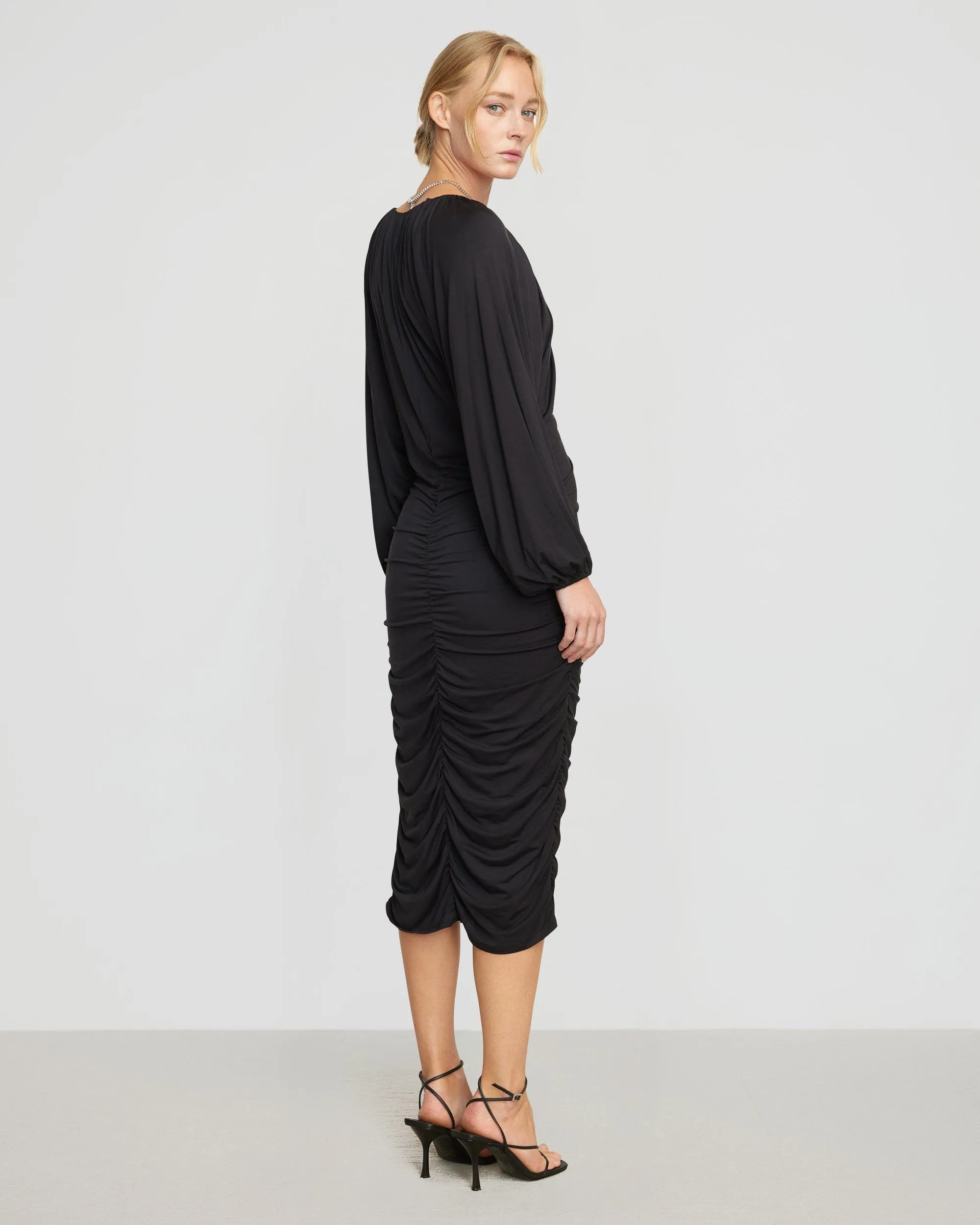 Laini V-Neck Drape Midi Dress