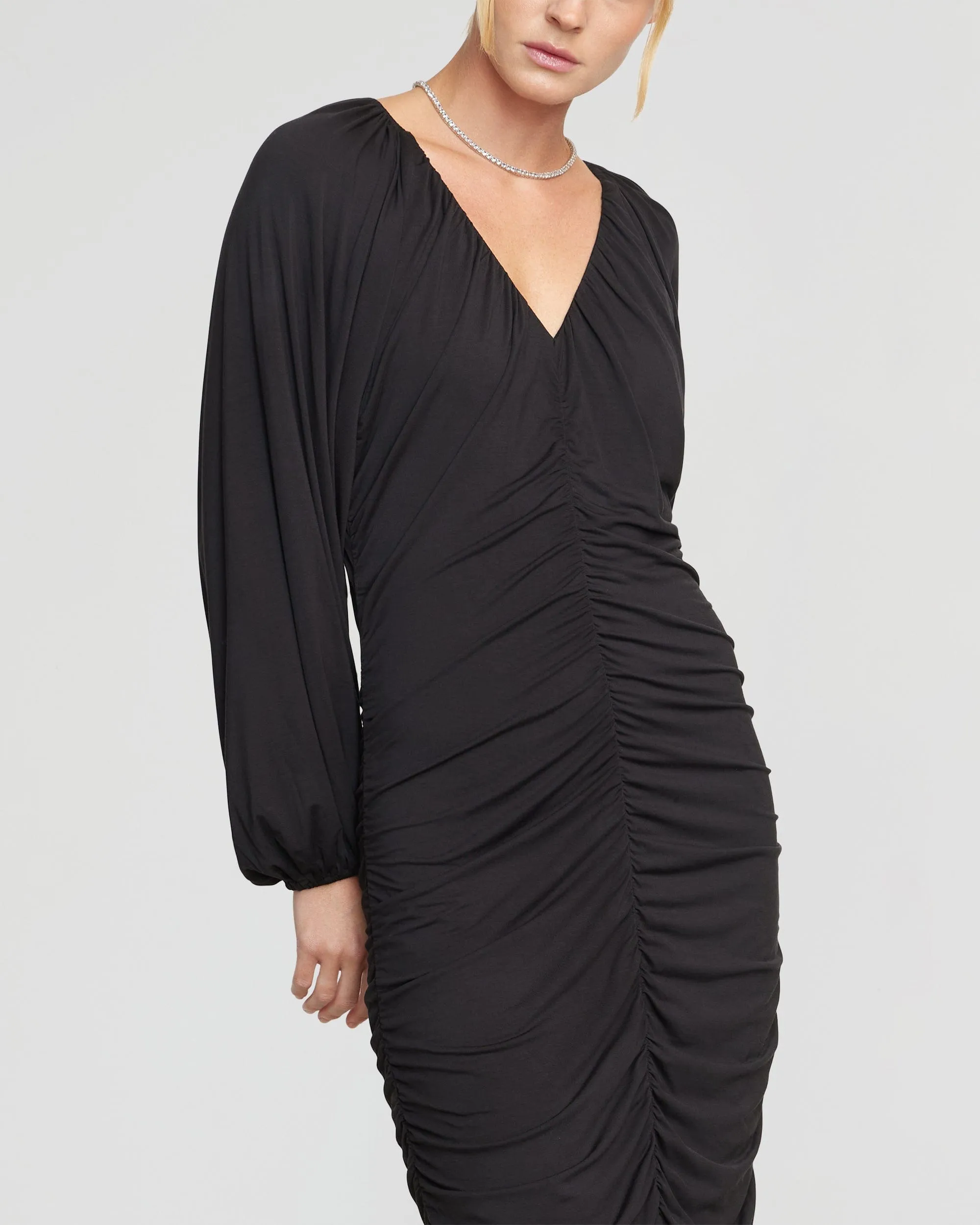 Laini V-Neck Drape Midi Dress