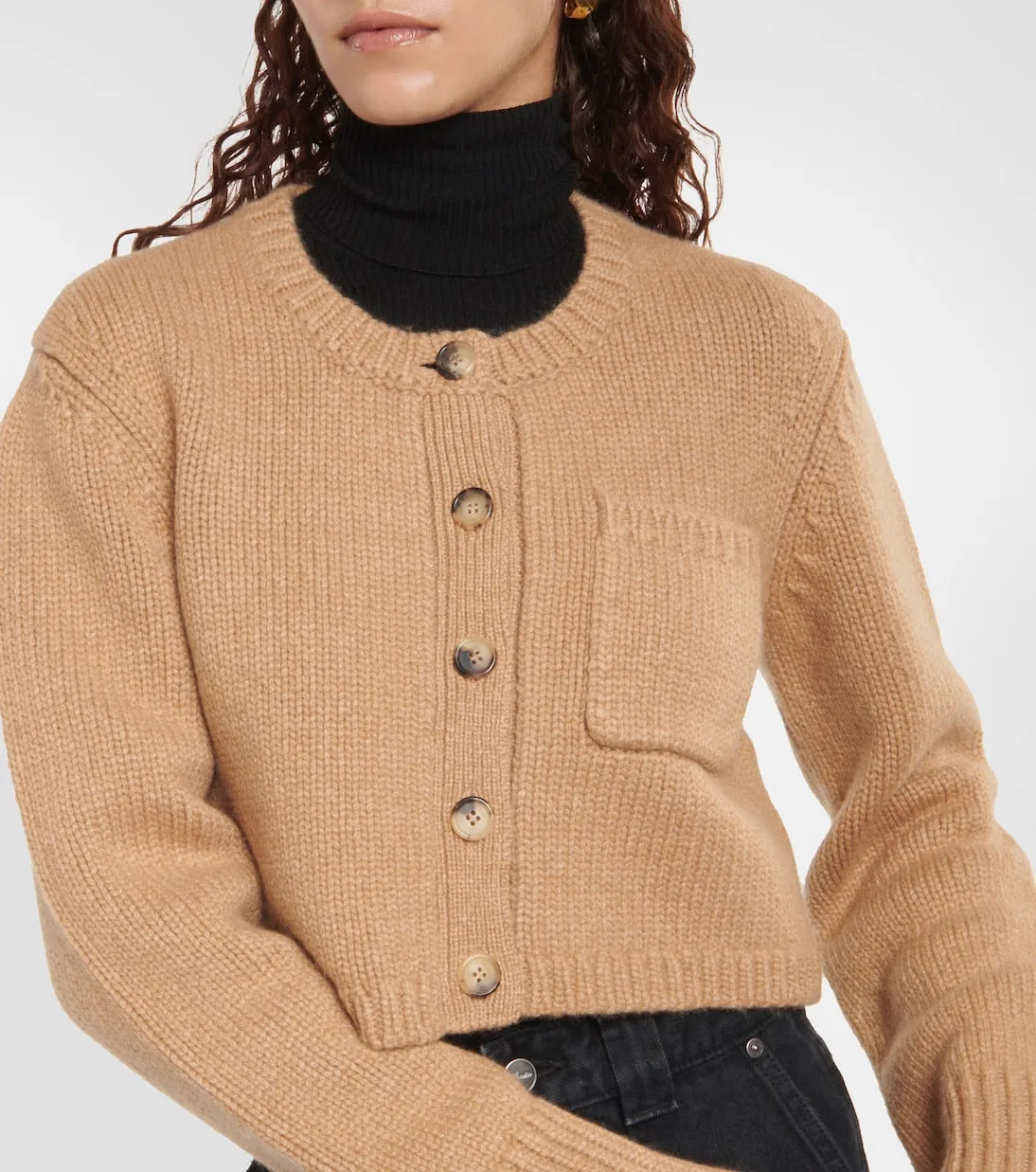 Lavan Khaite cropped cashmere cardigan, beige