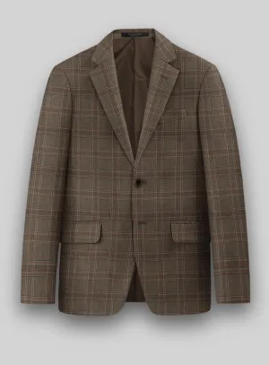 London Loom Brown Check Wool Silk Linen Jacket