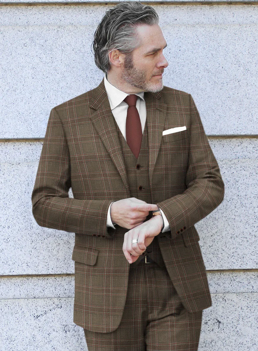 London Loom Brown Check Wool Silk Linen Jacket