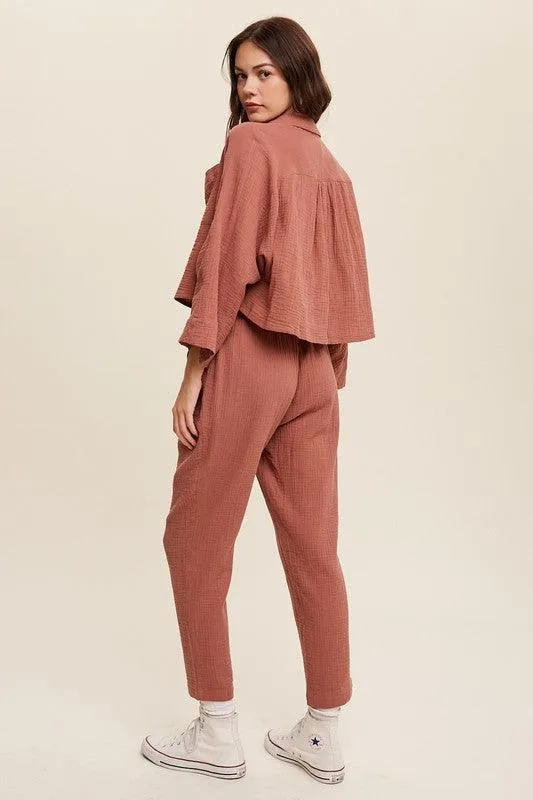 Long Sleeve Button Down and Long Pants Sets