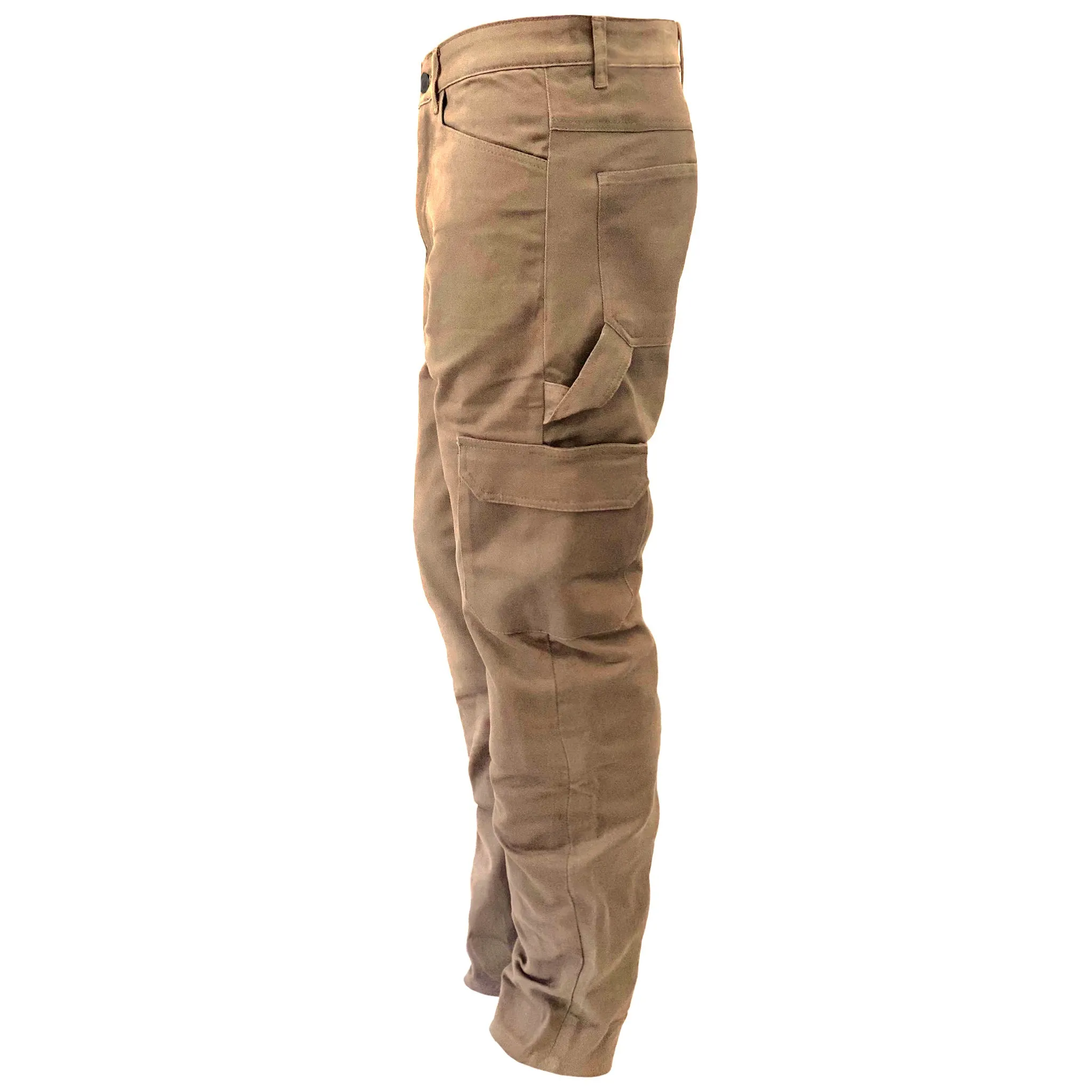 Loose Fit Cargo Pants - Khaki Solid with Pads