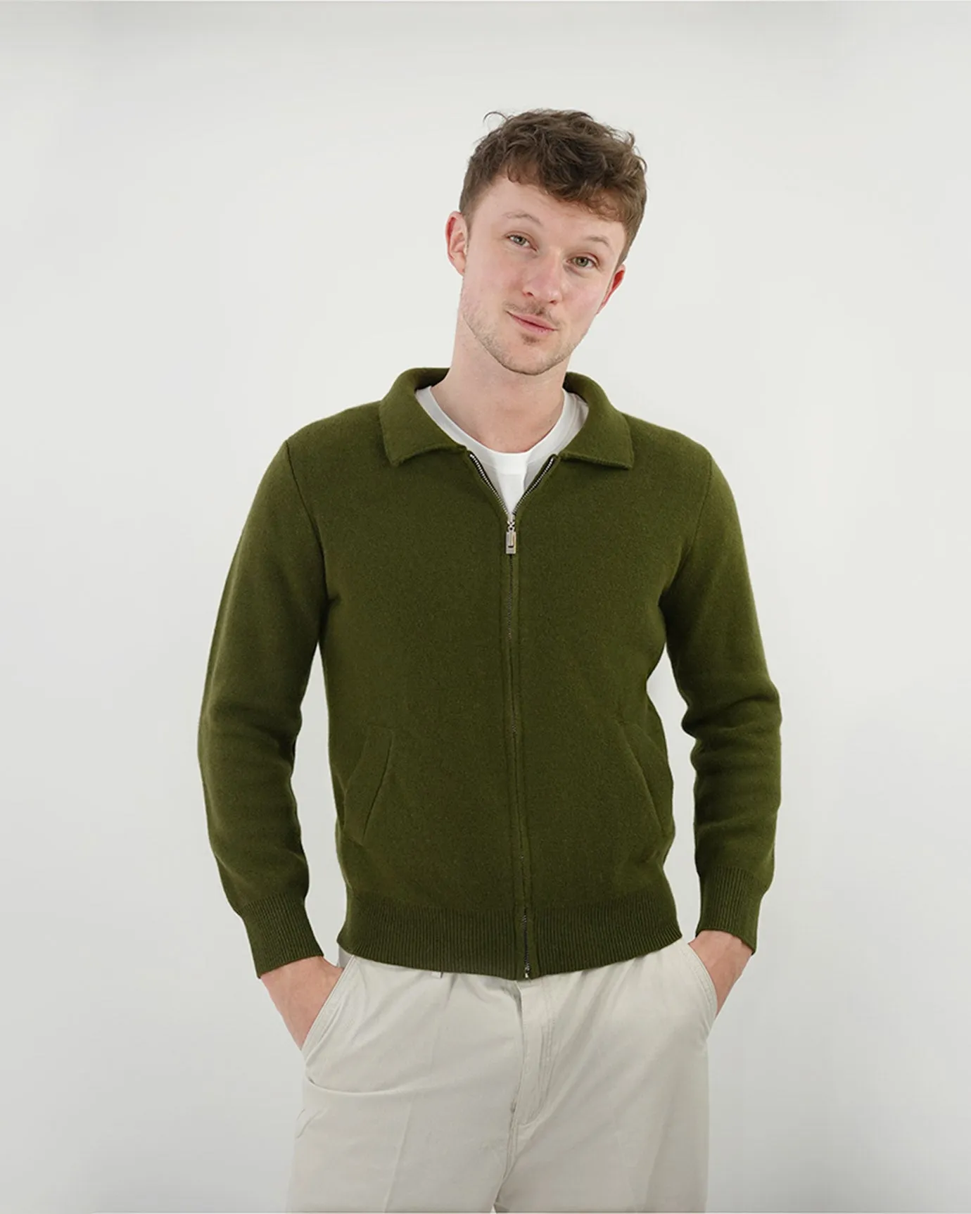 LOVAU Cashmere Blend Cardigan Jacket - Green