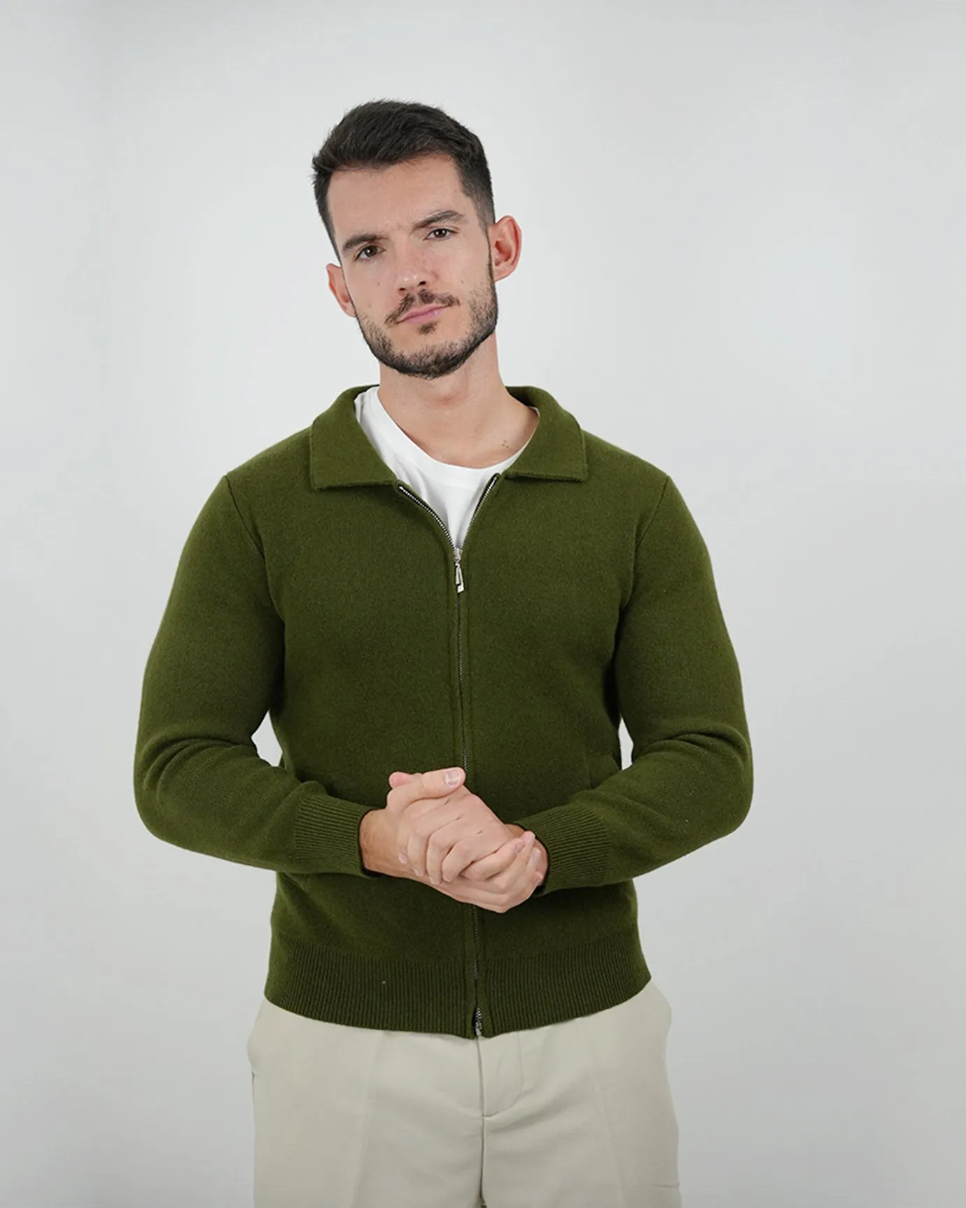 LOVAU Cashmere Blend Cardigan Jacket - Green