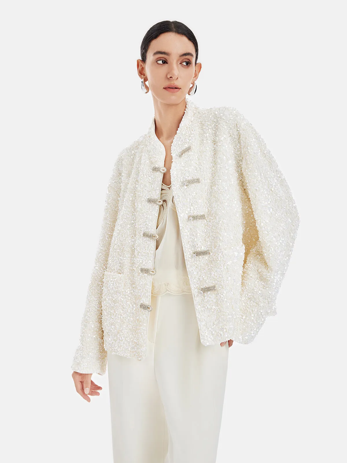 Luxe New Chinese Sequin Down Jacket