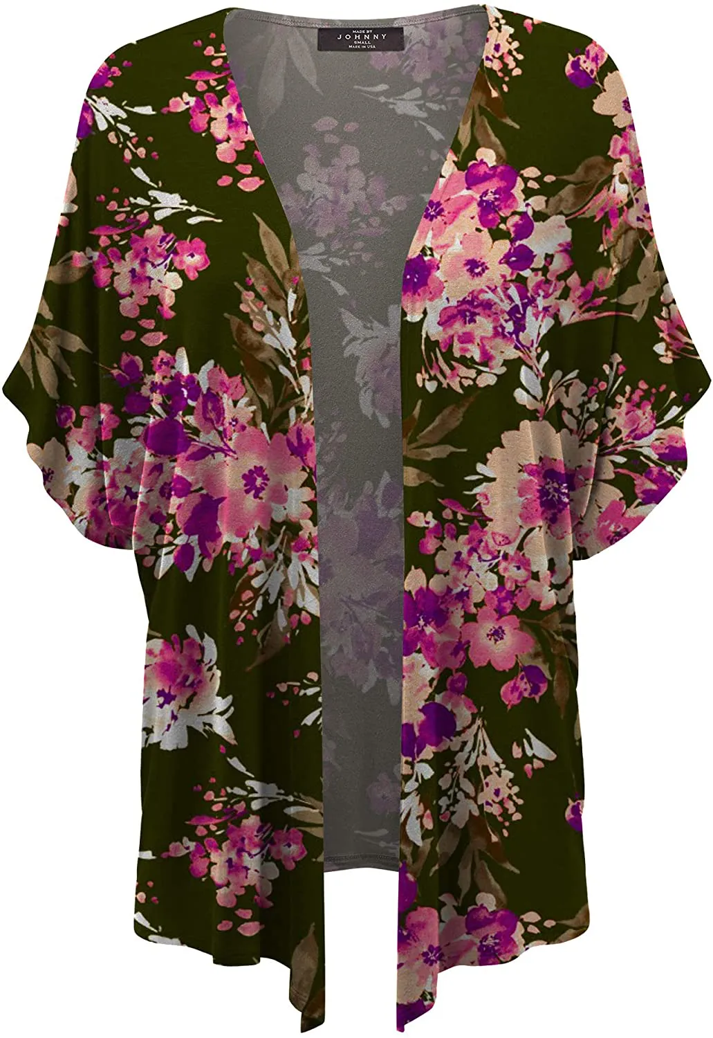 Made By Johnny Women's Kimono Style Short Sleeve Dolman Cardigan