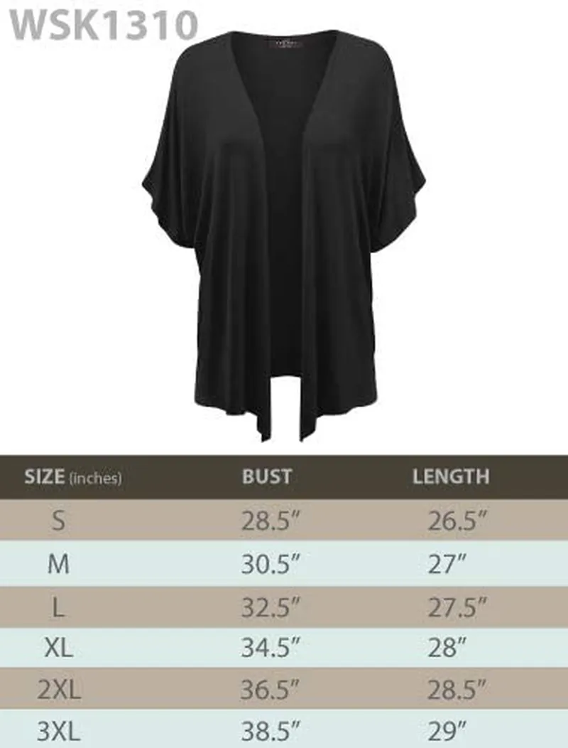 Made By Johnny Women's Kimono Style Short Sleeve Dolman Cardigan