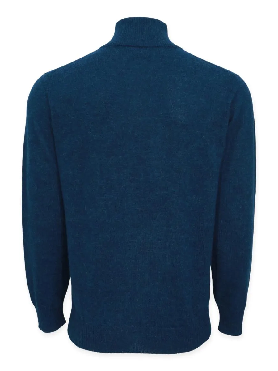 Men's Baby Alpaca Half Zip Sweater - Teal Melange