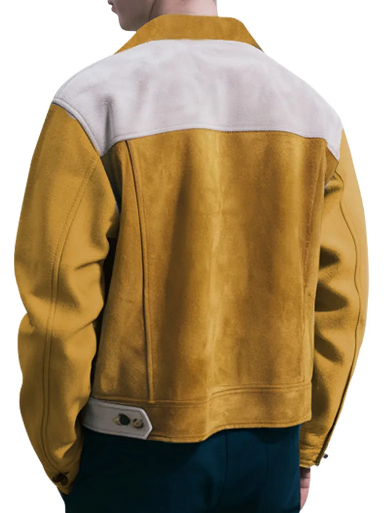 Men’s Two-Tone Beige And Yellow Suede Jacket