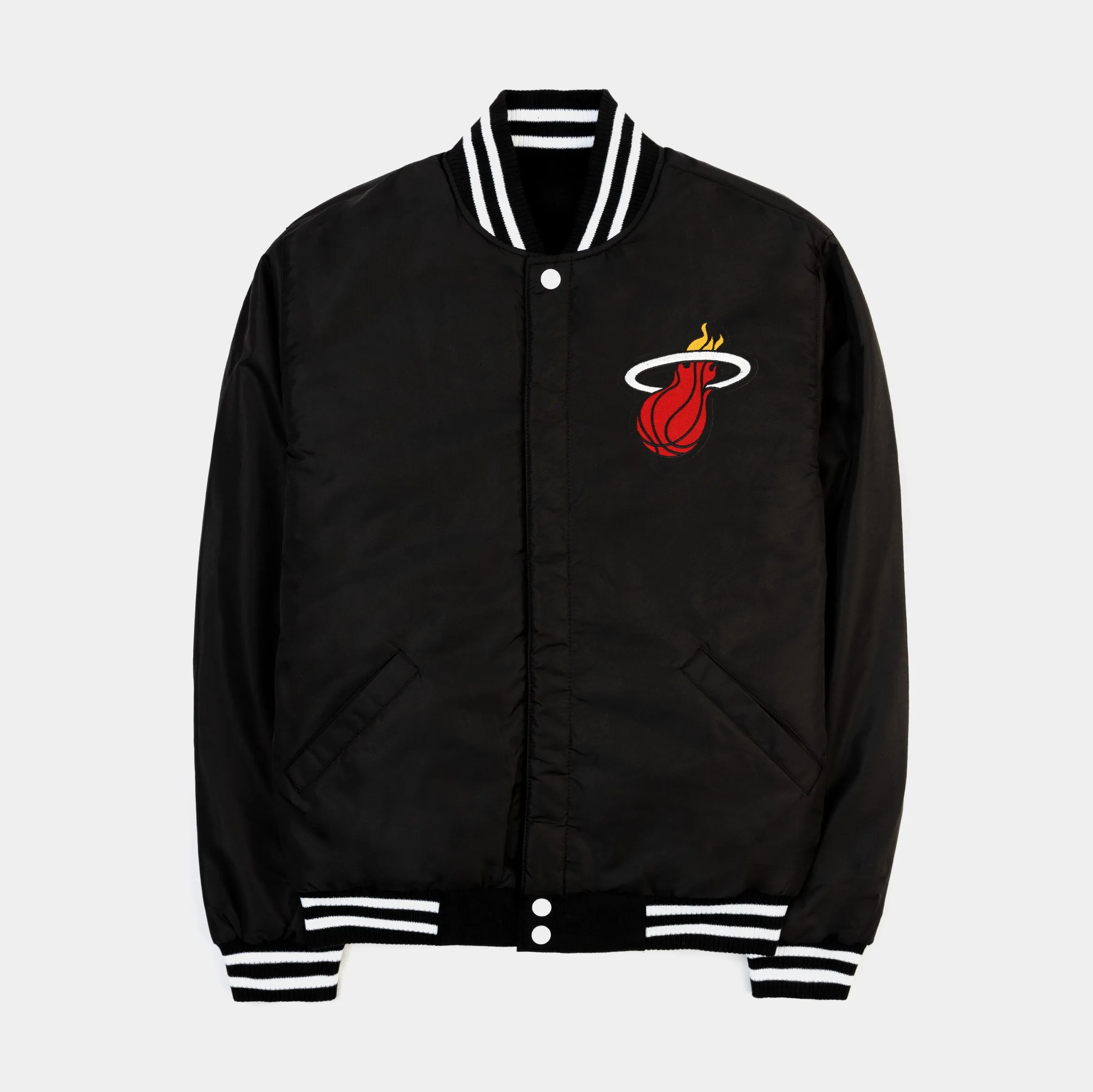 Miami Heat Reversible Letterman Mens Jacket (Black/White)