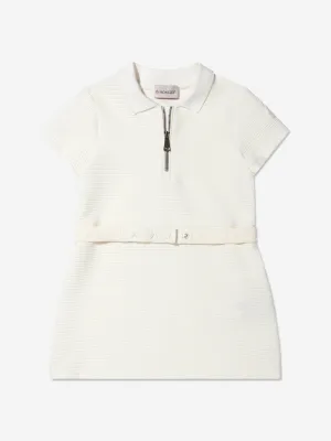 Moncler Enfant Girls Half Zip Polo Dress in White