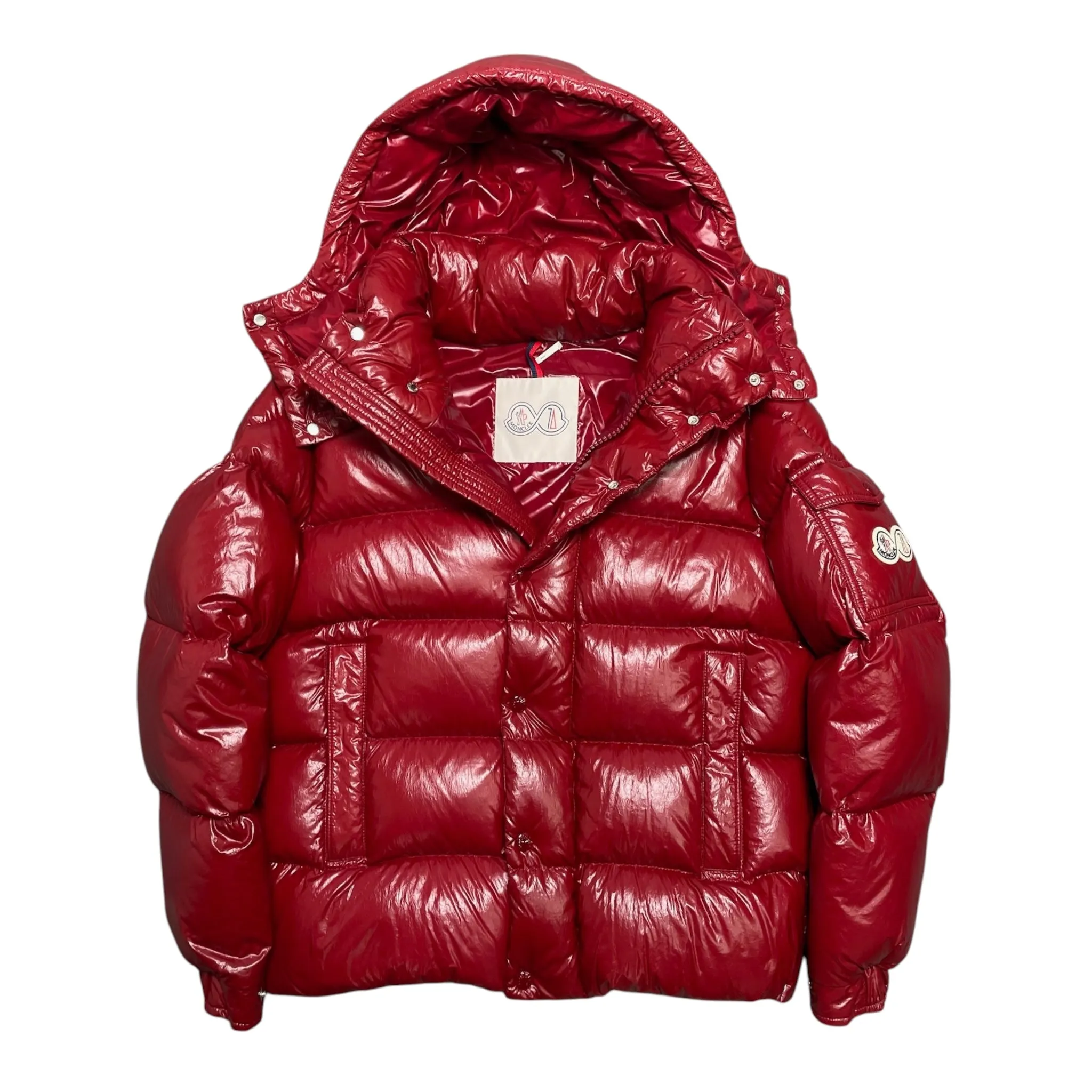 Moncler Maya 70th Anniversary Special Edition Short Down Jacket Berry Red Pre-Owned