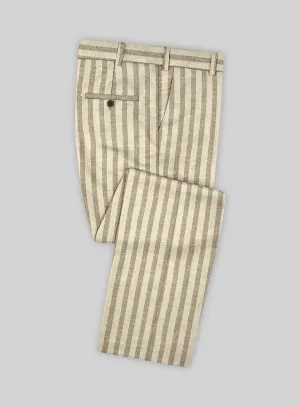 Noble Cream Stripe Wool Silk Linen Pants