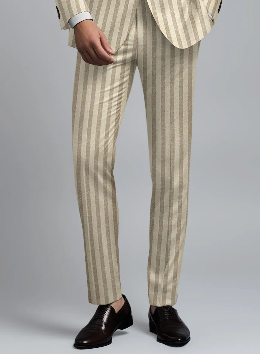 Noble Cream Stripe Wool Silk Linen Pants