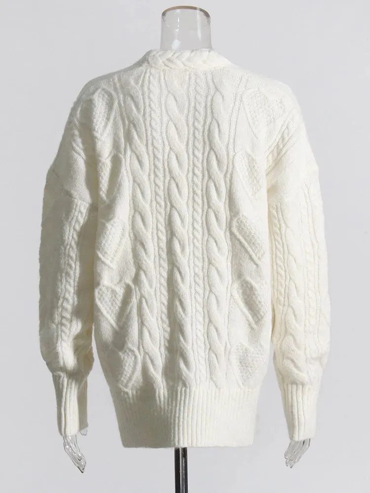 Pre Order:  Bejeweled Buttons Cable Knit Sweater