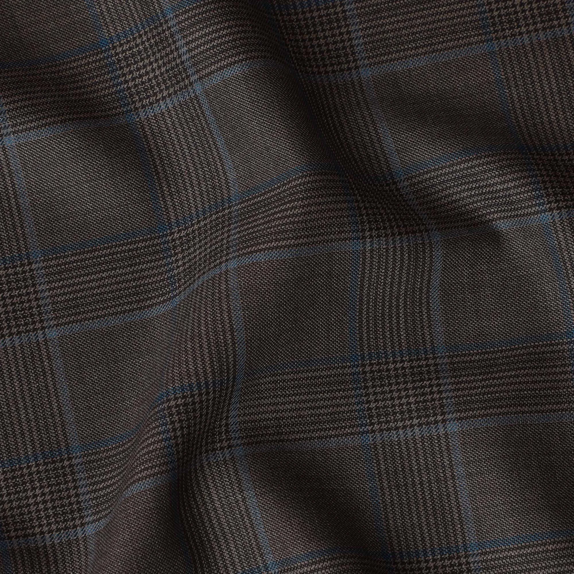 Premium Light Brown Super 130's Pure Wool Suiting Fabric - Plaid Design, 150cm Wide - D18237