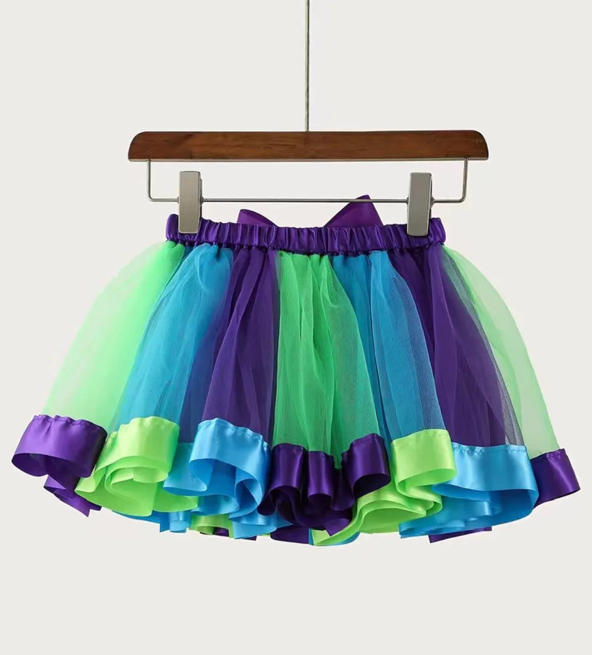 Rainbow Tulle and Satin Ribbon Skirt