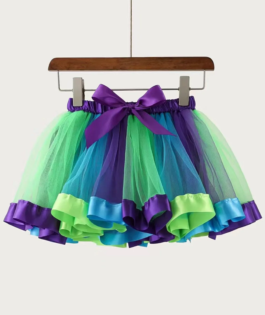 Rainbow Tulle and Satin Ribbon Skirt