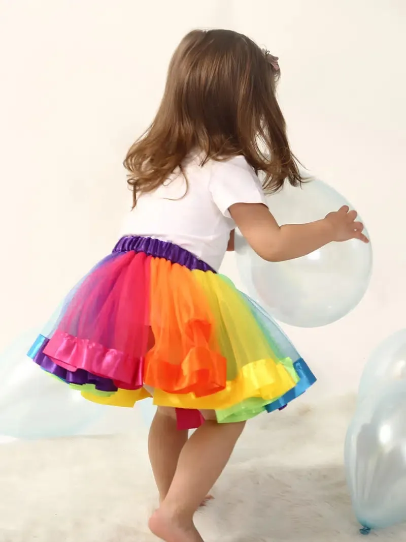 Rainbow Tulle and Satin Ribbon Skirt