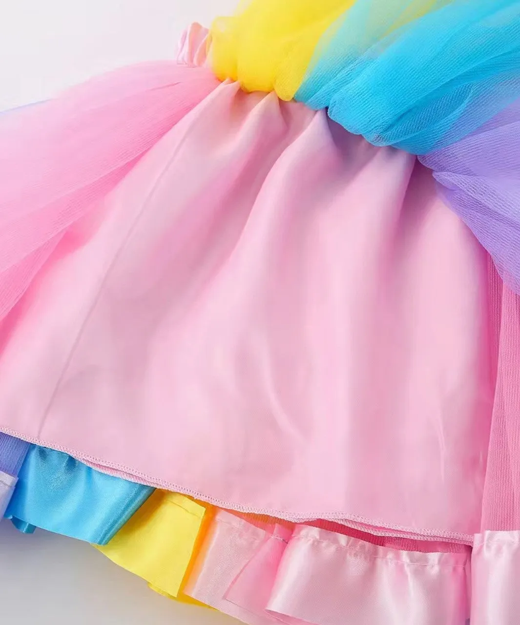 Rainbow Tulle and Satin Ribbon Skirt