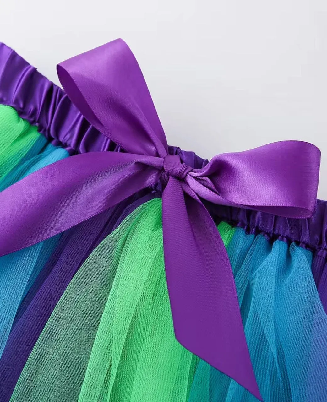 Rainbow Tulle and Satin Ribbon Skirt