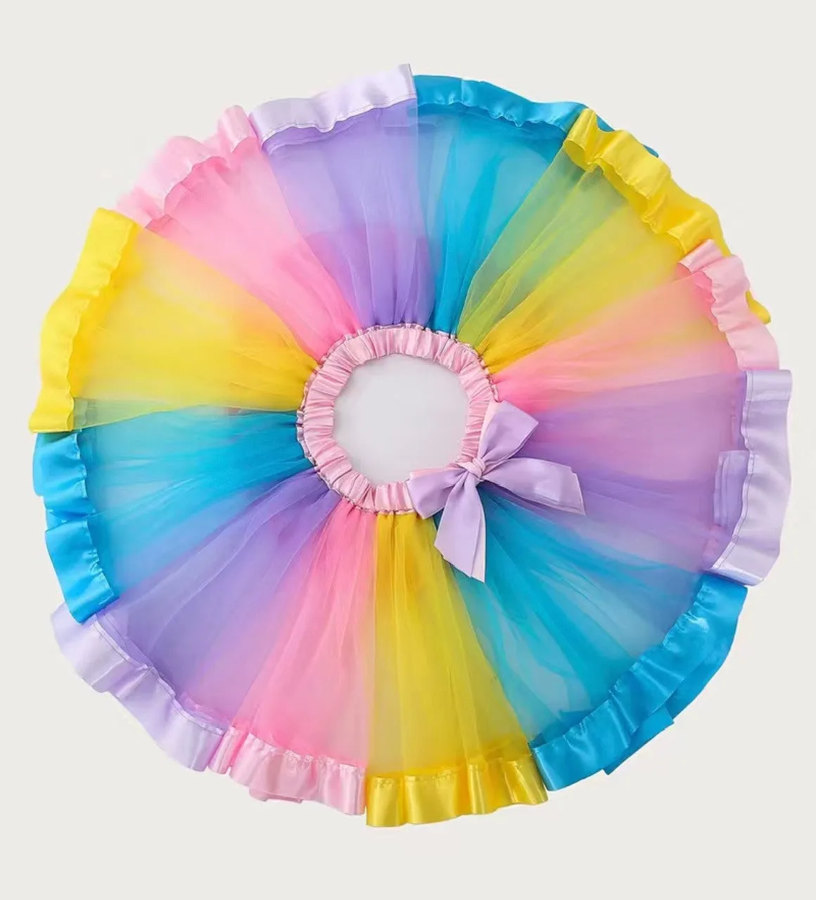 Rainbow Tulle and Satin Ribbon Skirt