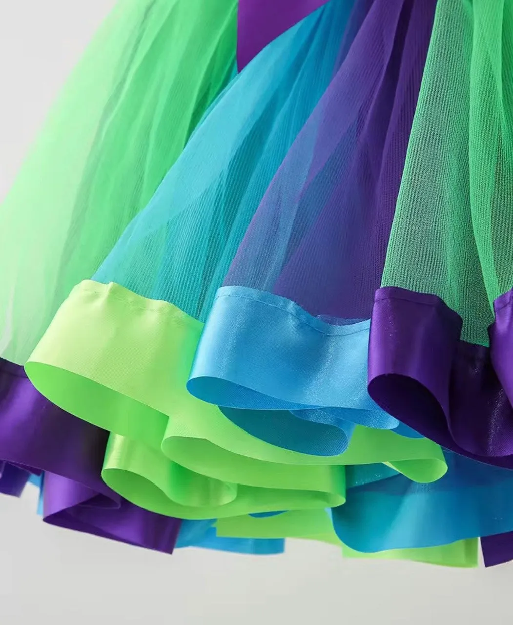 Rainbow Tulle and Satin Ribbon Skirt