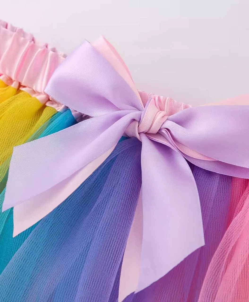 Rainbow Tulle and Satin Ribbon Skirt