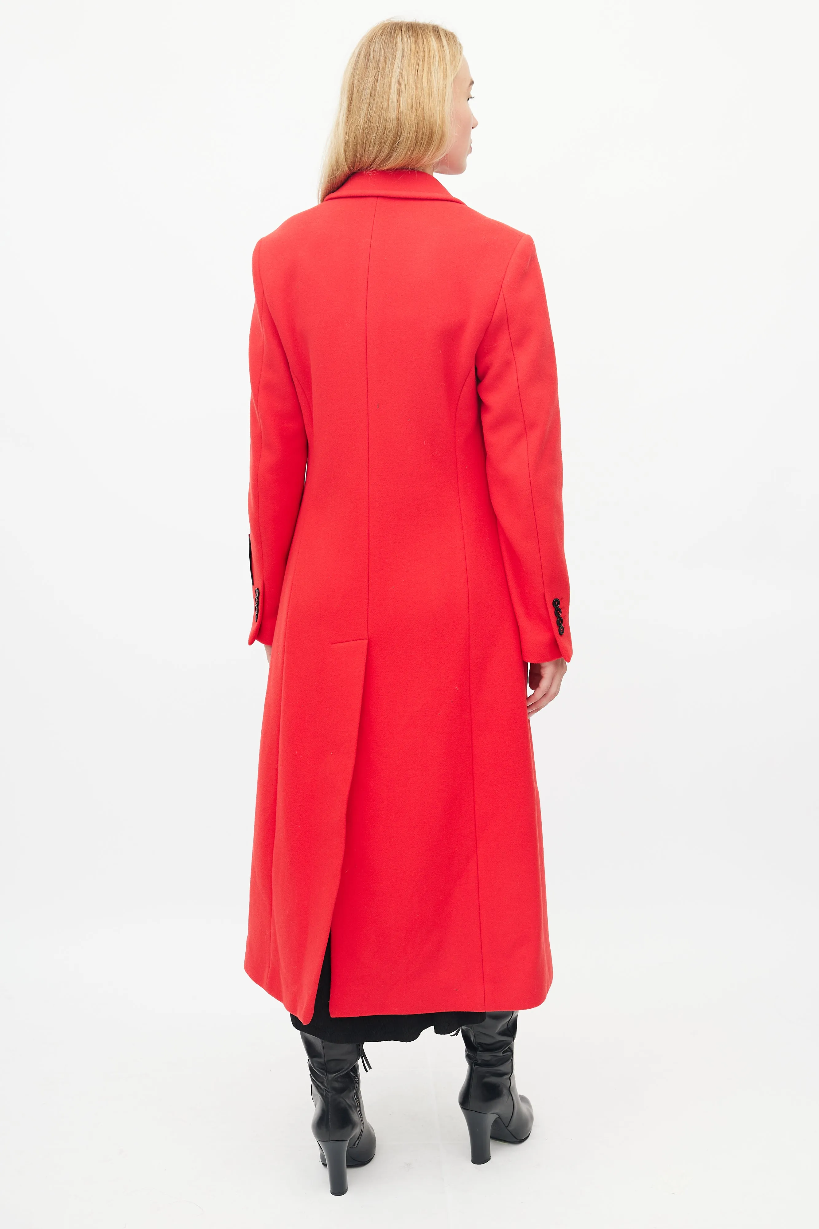 Red Wool Double Breasted Coat