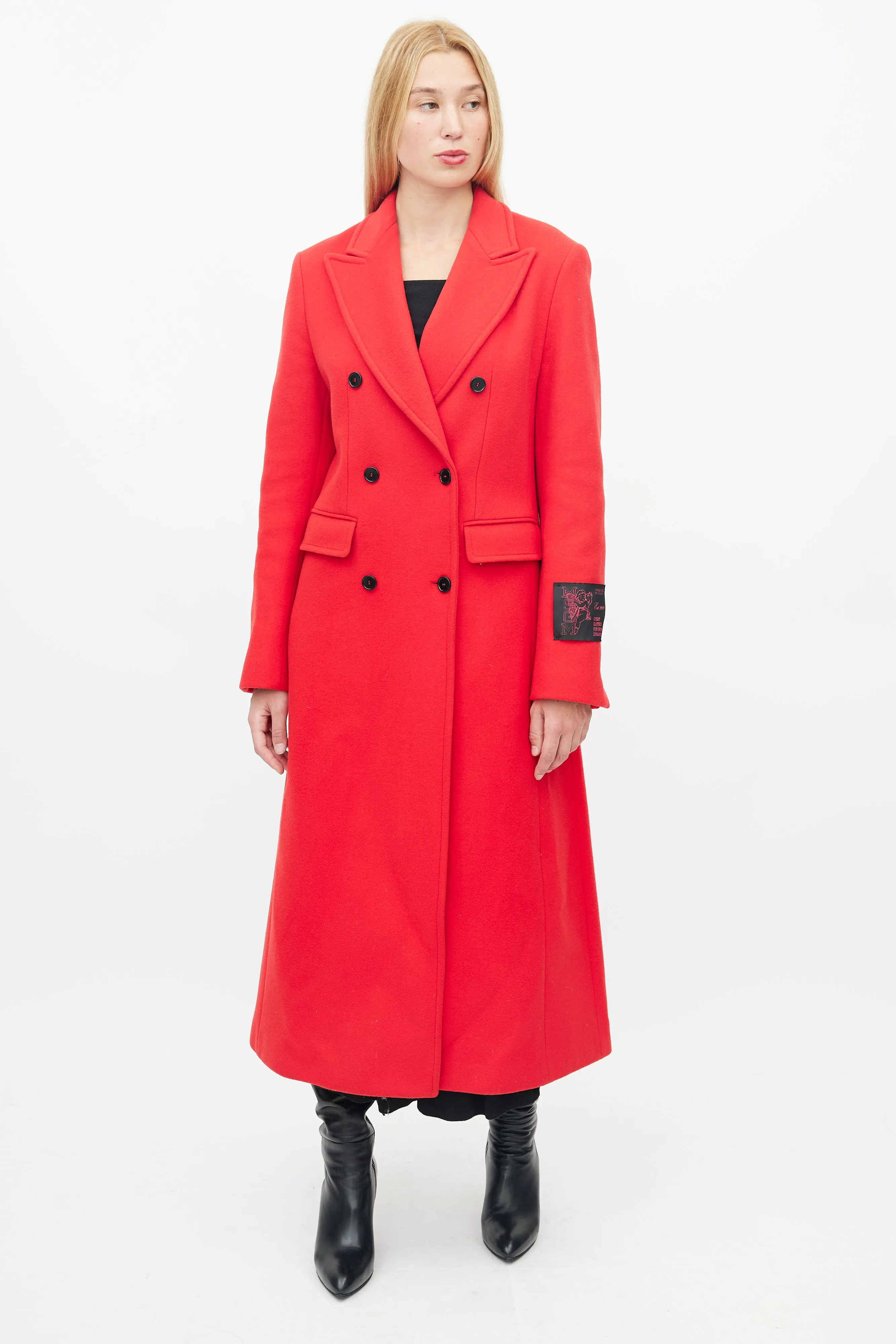 Red Wool Double Breasted Coat