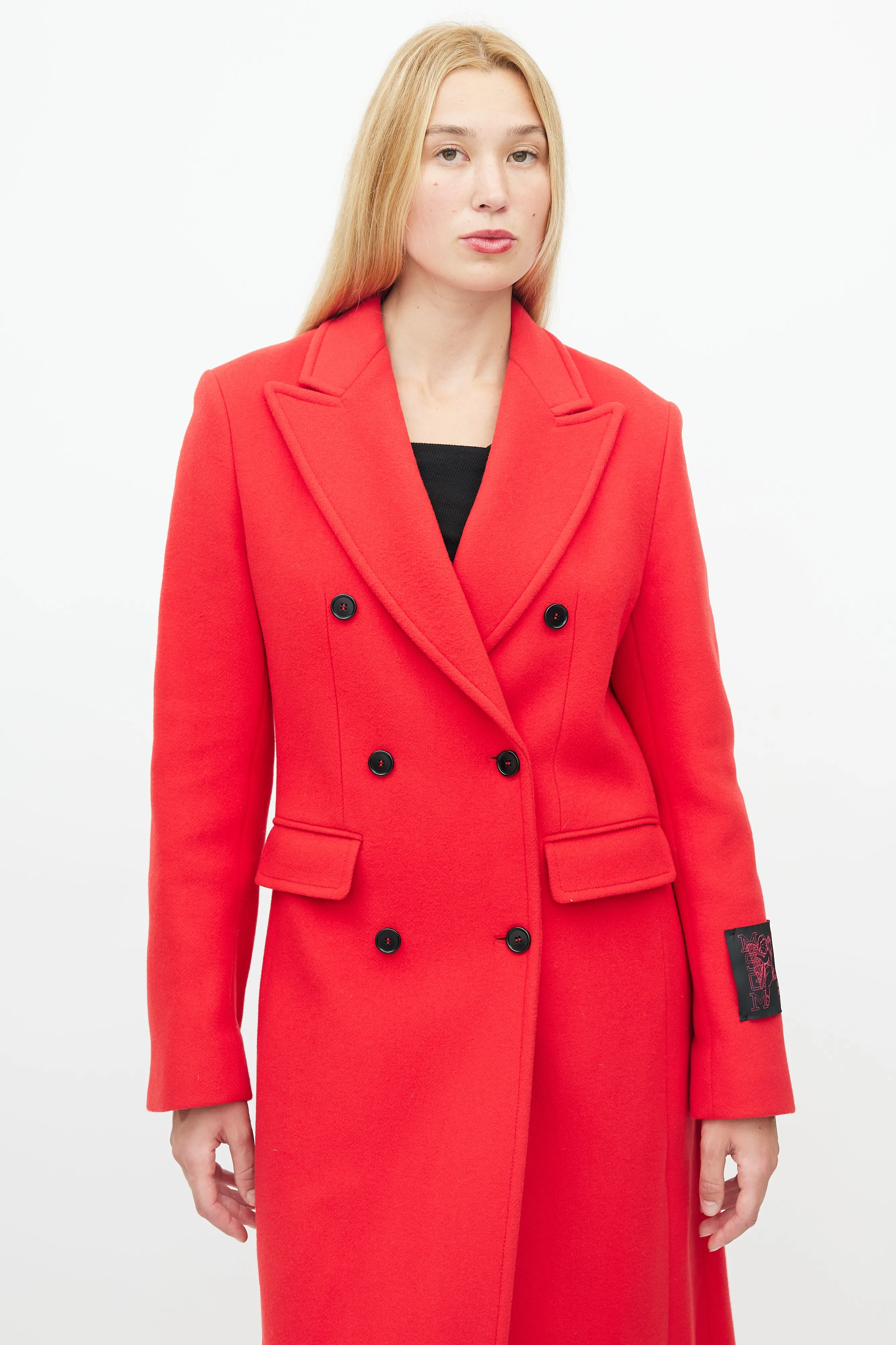 Red Wool Double Breasted Coat