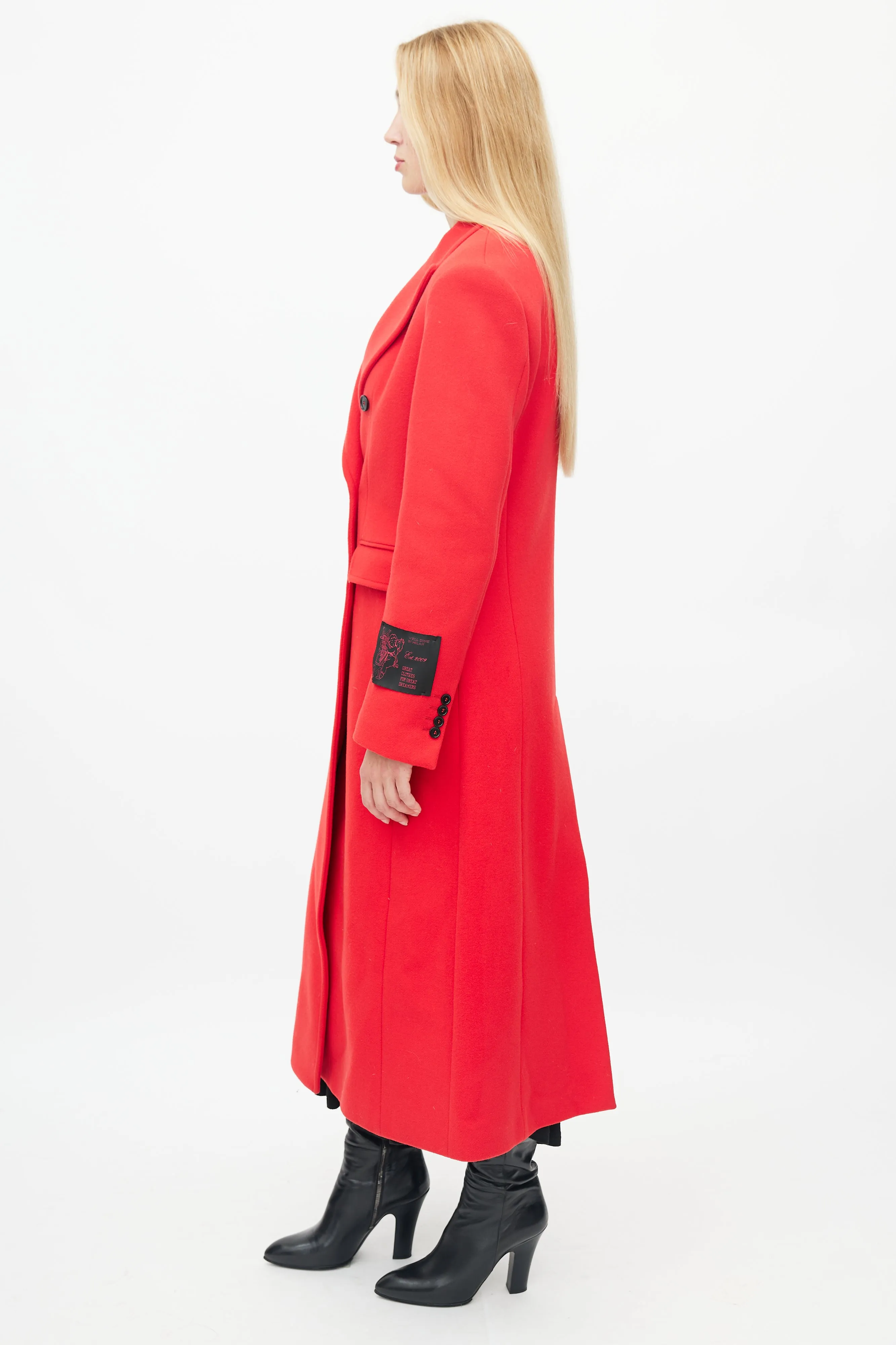 Red Wool Double Breasted Coat