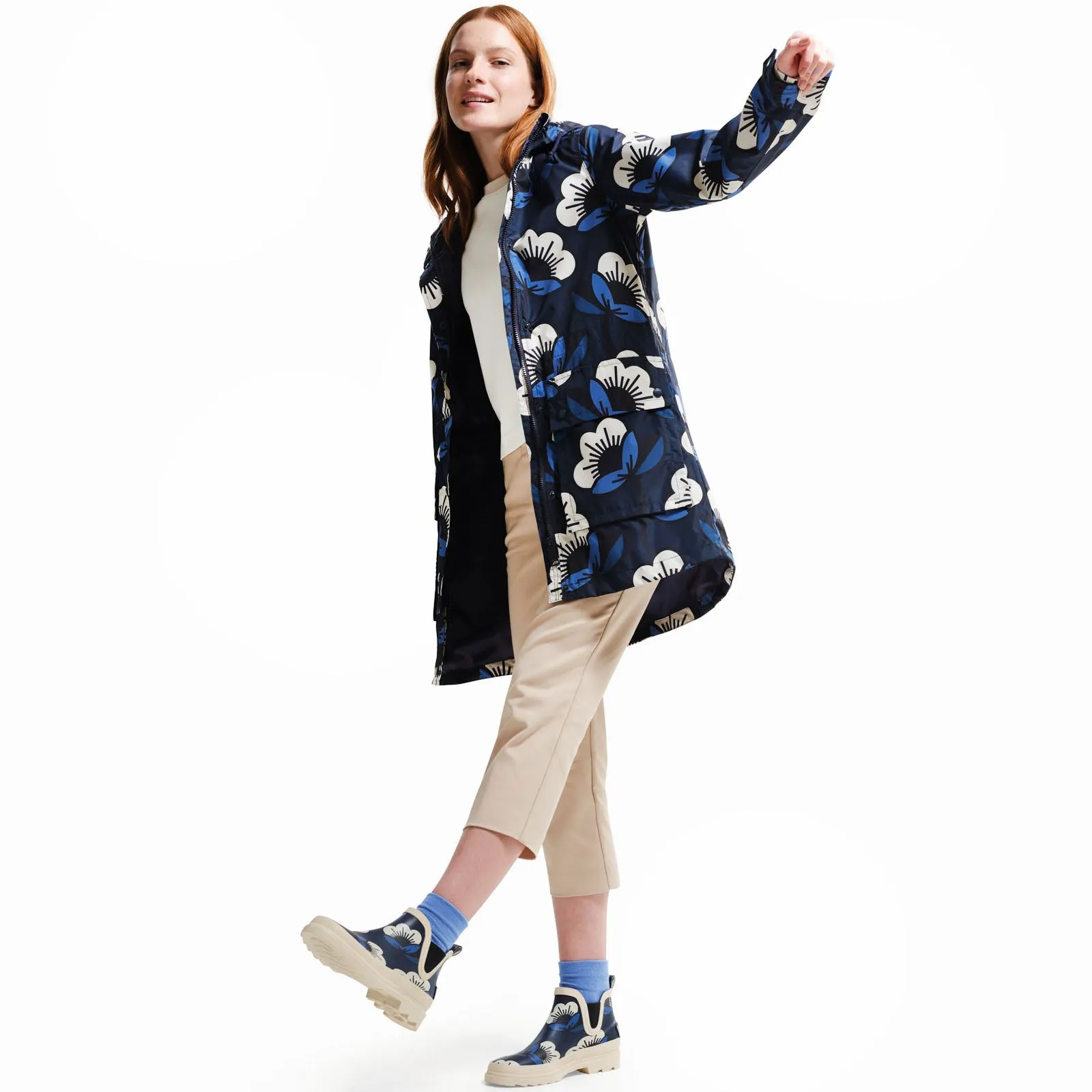 Regatta Womens Orla Kiely Long Line Waterproof Rain Jacket Coat