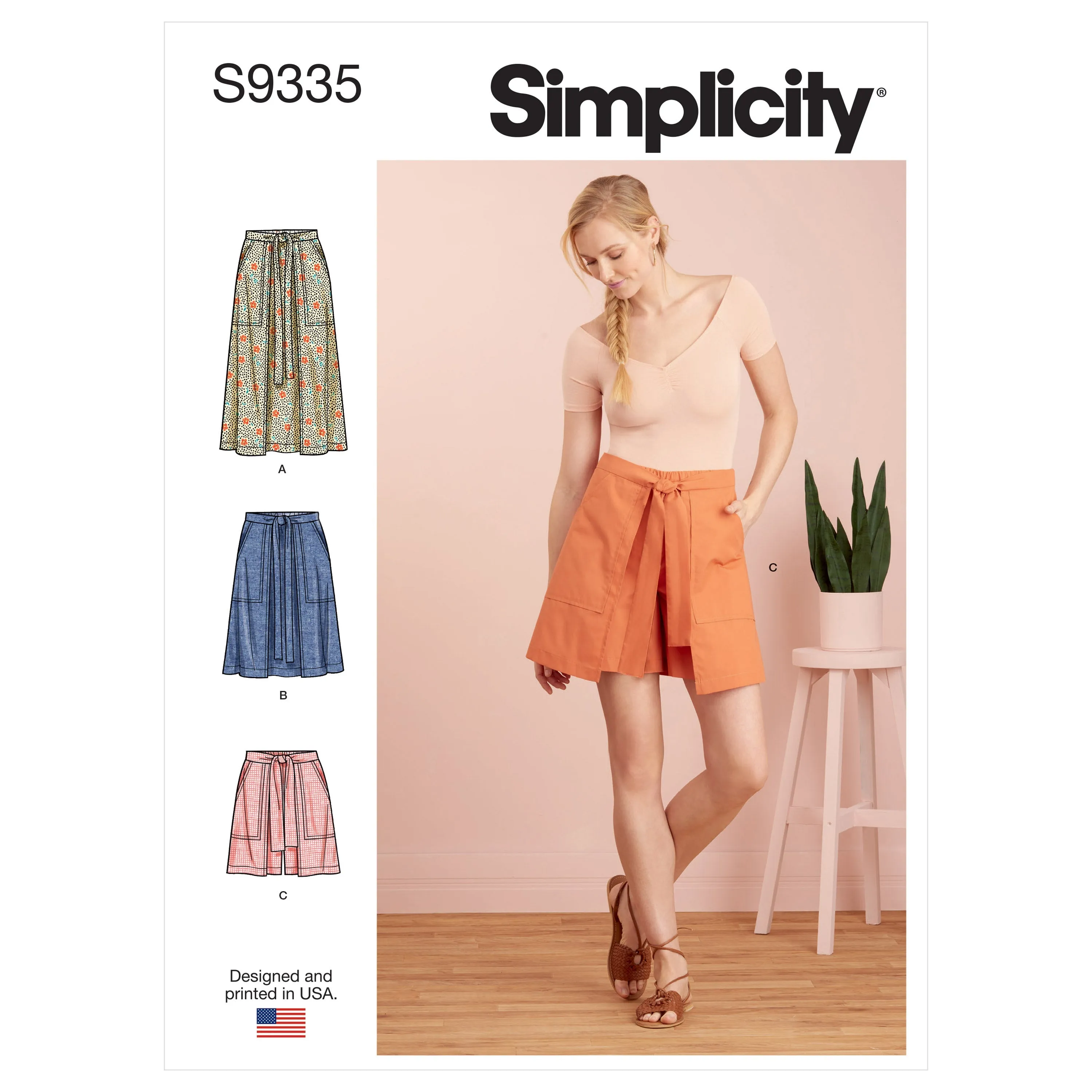 Simplicity Pattern 9335 Misses' Skirts in Two Lengths and Skort