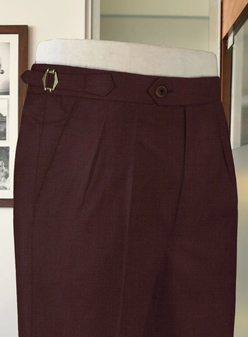 Stretch Wine Wool Highland Trousers