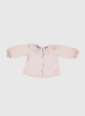 Tocoto Vintage Plain Blouse with Ruffles in Pink