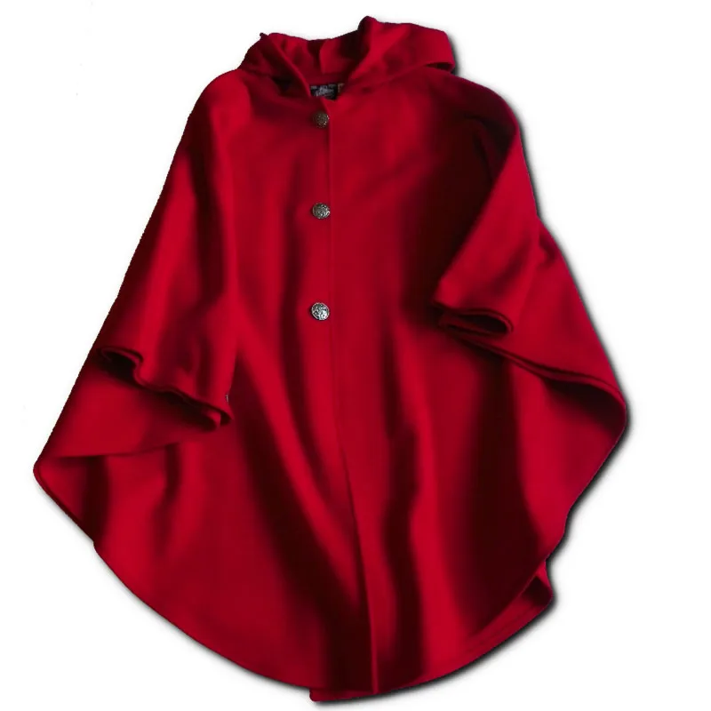 Traditional Button Cape - Bright Scarlet