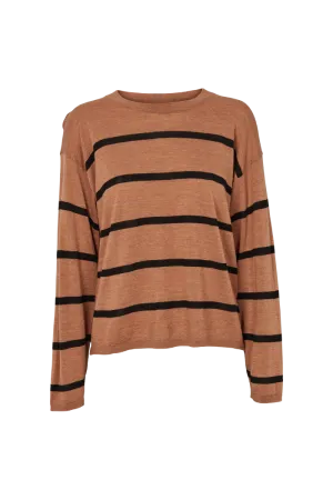 Vera Loose O-Neck Stripe - Apple Cinnamon / Black