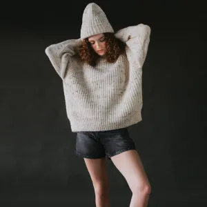 Womens Alpaca/Cotton Blewog Pullover - Moss Speckle