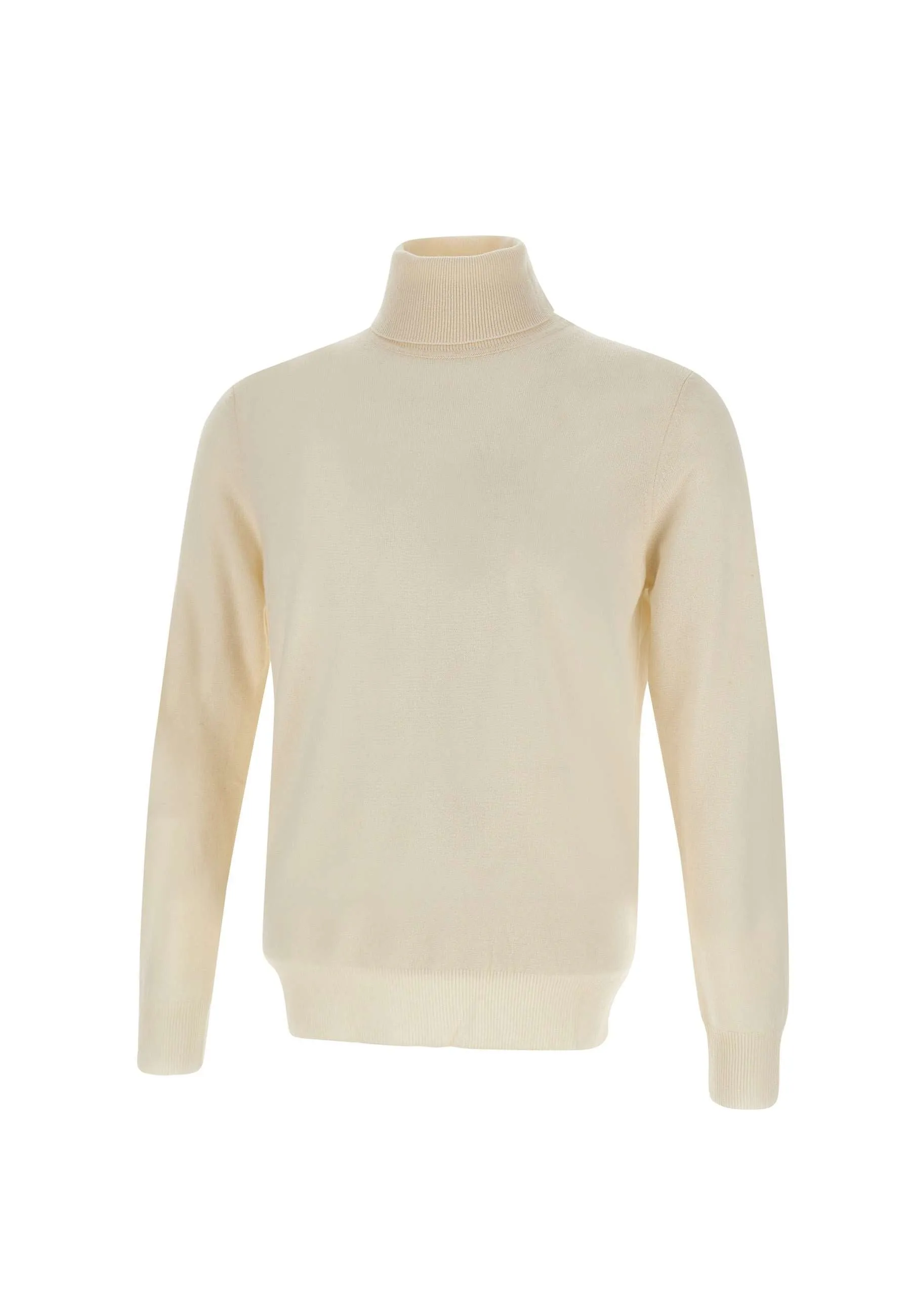 Wool and Cashmere Turtleneck Sweater in Milk