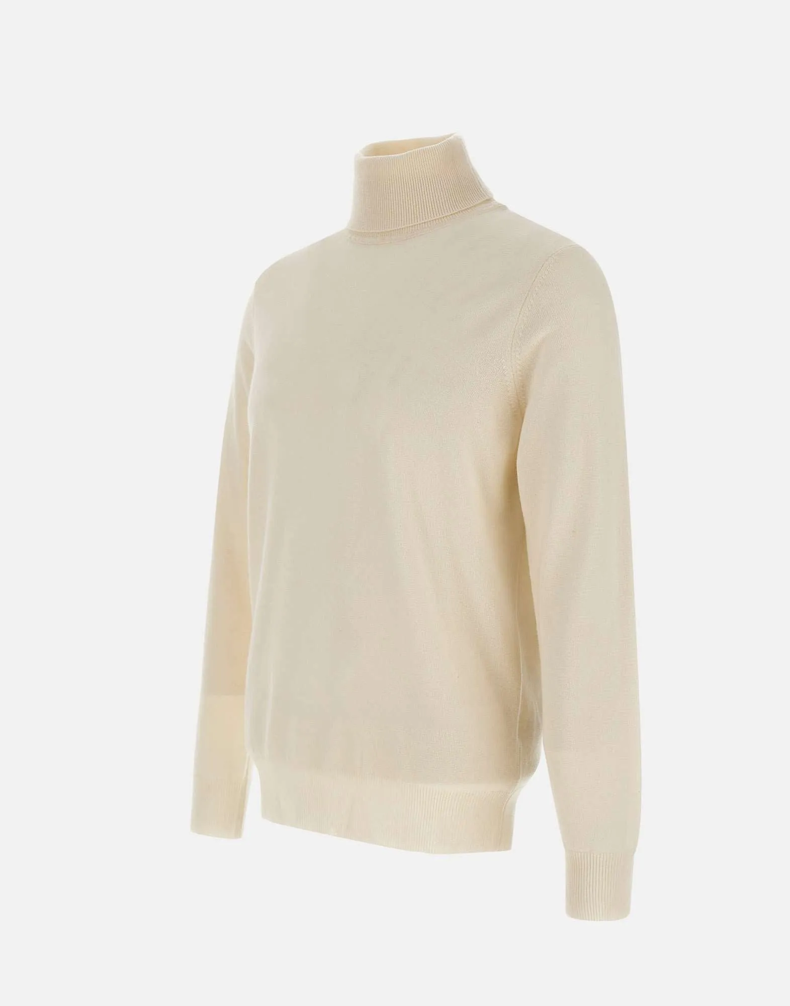 Wool and Cashmere Turtleneck Sweater in Milk