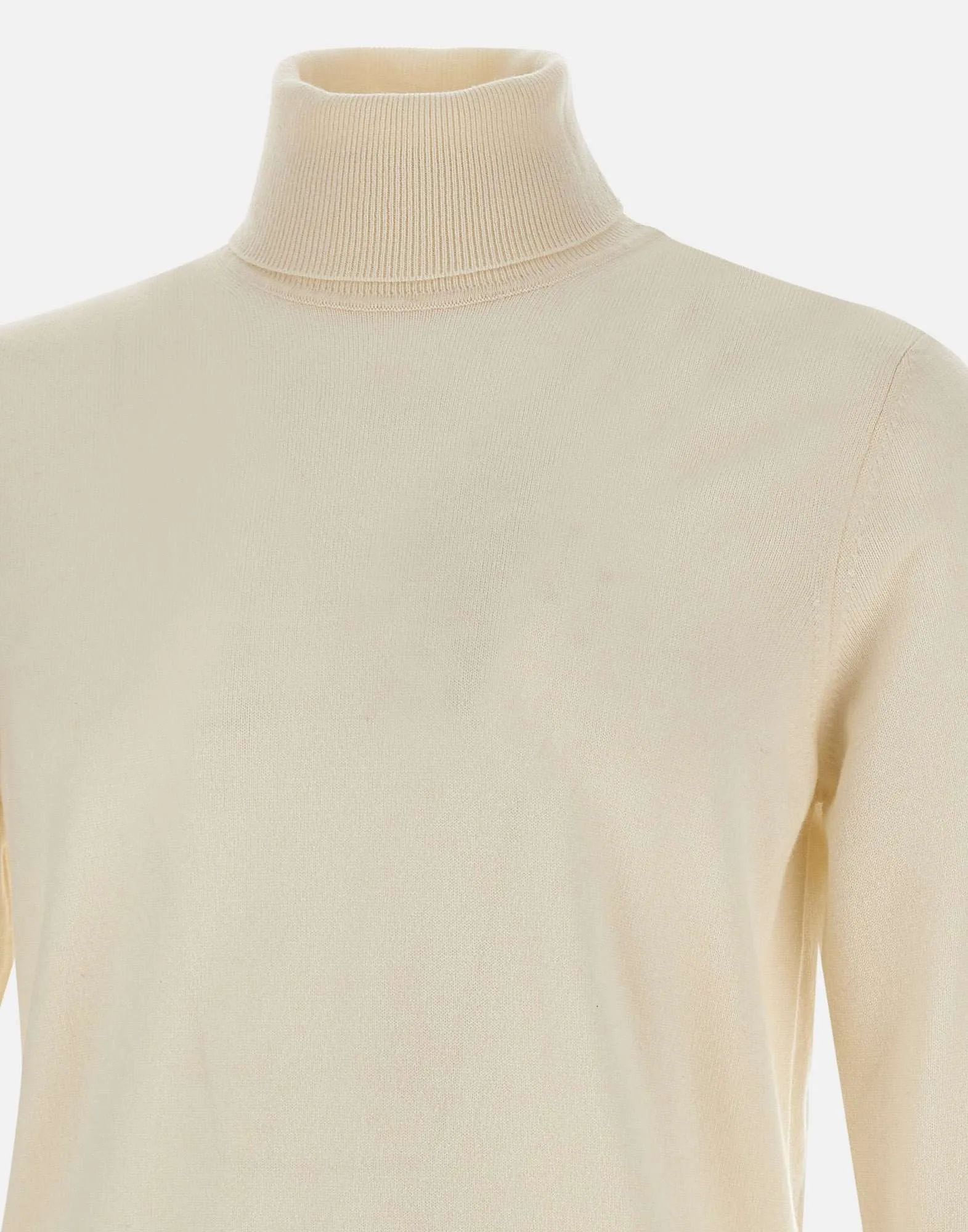 Wool and Cashmere Turtleneck Sweater in Milk